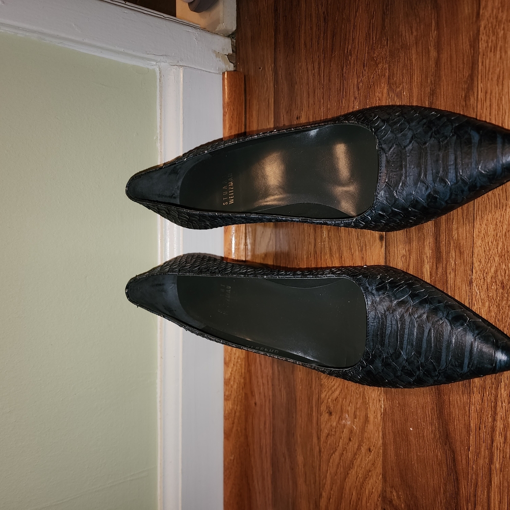 Elegant Blackish Snake-Looking Women's Shoes
